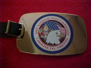 2005 NJ baggage tag, metal w/ leather strap