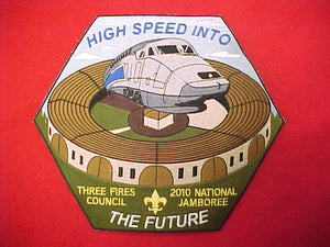 2010 nj, three fires council jacket patch, includes led light on front of train