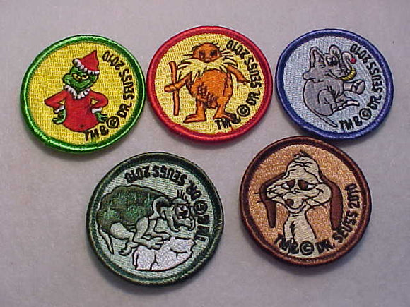 2010 NJ PATROL PATCHES, DR. SEUSS CARTOON CHARACTER, 5 DIFFERENT