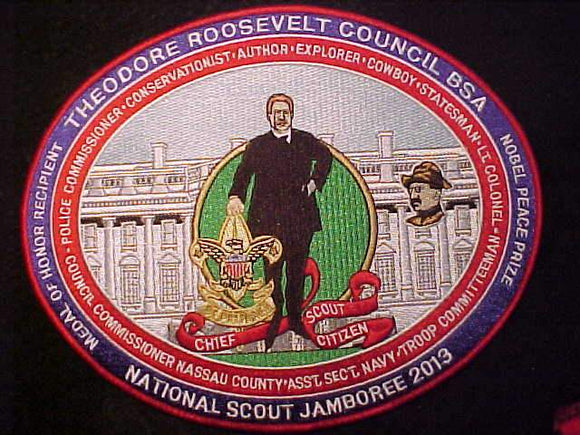 2013 NJ JACKET PATCH, THEODORE ROOSEVELT COUNCIL, 9.75 X 8
