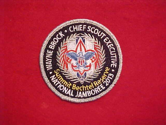2013 NJ PATCH, CHIEF SCOUT EXECUTIVE, WAYNE BROCK, SILVER MYLAR BORDER, FULLY EMBROIDERED