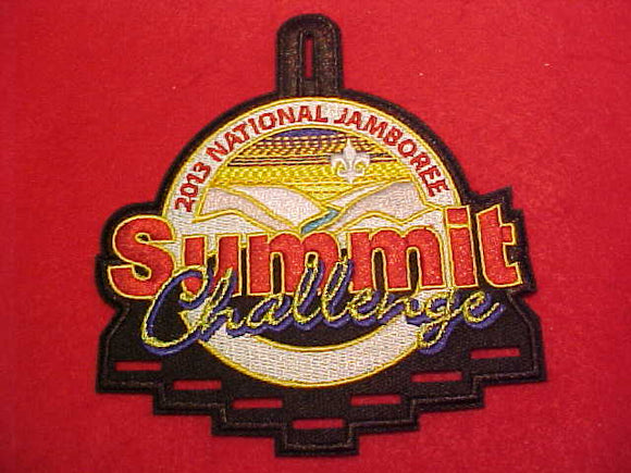 2013 NJ PATCH, SUMMIT CHALLENGE, HAS 7 SLOTS AT BOTTOM TO ATTACH STAFF OR PARTICIPATION RIBBONS