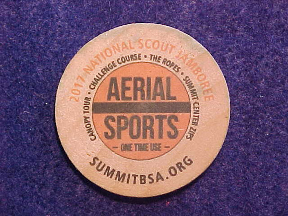 2017 NJ TOKEN, WOOD, AERIAL SPORTS, ISSUED TO SCOUTS AS A TICKET TO PARTICIPATE IN THE EVENT