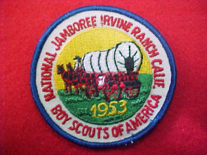 53 NJ pocket patch, official issue by bsa in 1953, black bobbin thread on rolled edge