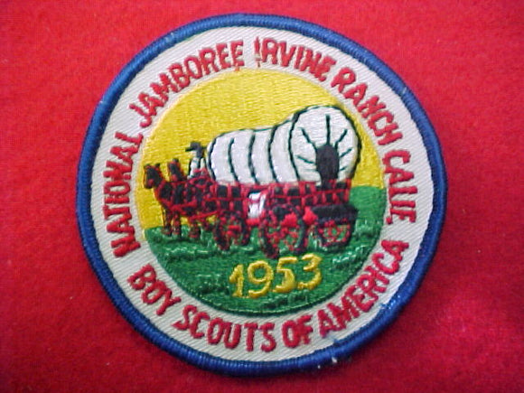 53 NJ pocket patch, official issue by bsa in 1953, black bobbin thread on rolled edge