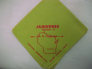 53 NJ neckerchief, potawatomi area council, troop 11, used, very good cond.