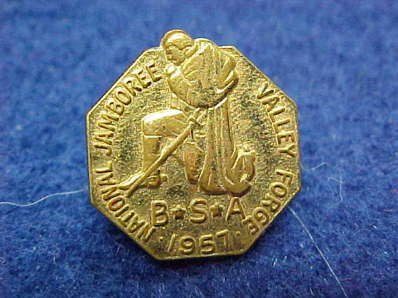 57 NJ lapel pin, gold color, octagon