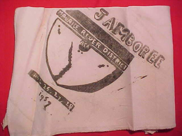 1957 NJ PRE- JAMBOREE NECKERCHIEF, MAURICE RIVER DISTRICT, USED