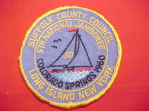 1960 NJ PATCH, SUFFOLK COUNTY COUNCIL CONTIGENT, USED, VG CONDITION