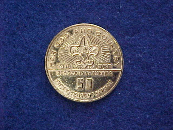1960 NJ TOKEN, GOLD, FIFTY YEARS OF SERVICE