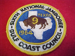 1964 NJ GULF COAST COUNCIL CONTINGENT 3" ROUND PATCH, MINT FRONT, GLUE MARK ON BACK