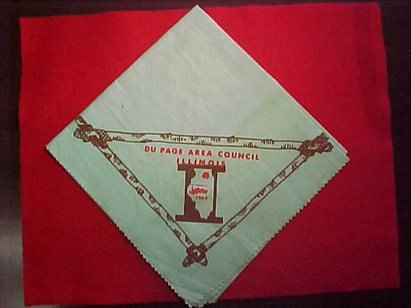 1969 NJ NECKERCHIEF, DU PAGE AREA COUNCIL, NATIONAL JAMBOREE CONTINGENT, USED