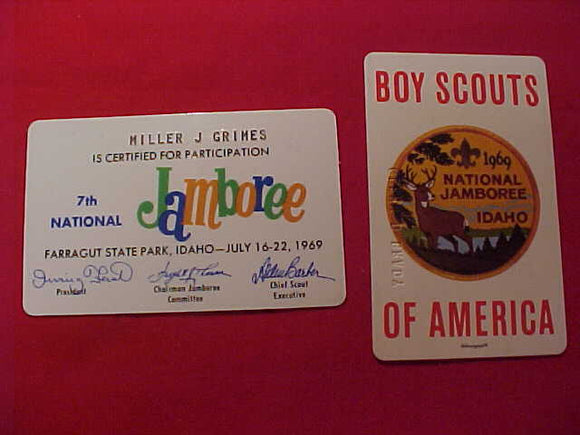 1969 NJ PARTICIPANT POCKET CARD, PLASTIC,  USED