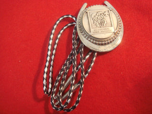 73 NJ bolo, token style, black and silver leather string