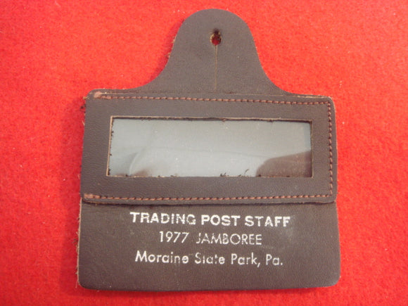 77 NJ trading post staff letaher name badge, mint
