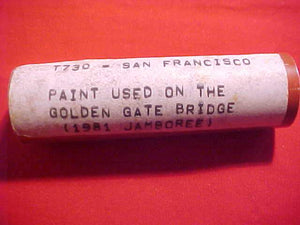 1981 NJ PAINT SAMPLE USED ON THE GOLDEN GATE BRIDGE, TROOP 730, SAN FRANCISCO, CA