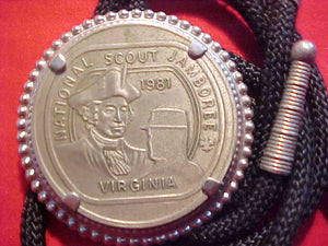 1981 NJ BOLO, TOKEN STYLE, REPRODUCTION, BLACK CORD