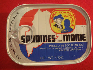 81 NJ sardines from Maine tin, empty, sealed tin, mint condition, Brewer, ME