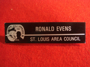 81 NJ name badge, St. Louis Area Council, etched on aluminum
