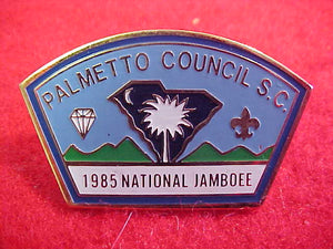 1985 NJ PIN, PALMETTO COUNCIL CONTIGENT, MISSPELLED JAMBOEE