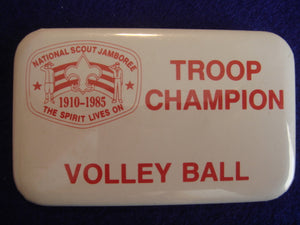 85 NJ troop champion, volleyball pin back button