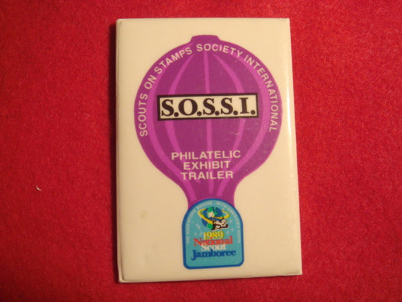 89 NJ SOSSI philatelic exhibit trailer staff pin