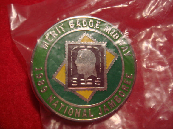 89 NJ stamp collecting merit badge midway pin