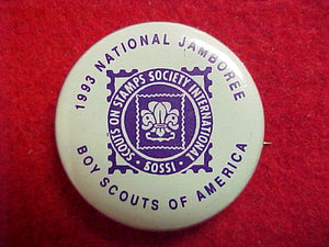 93 NJ pin back button, scouts on stamps society international
