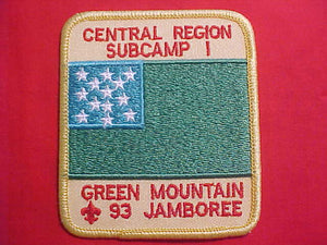 1993 NJ PATCH, SUBCAMP 1, CENTRAL REGION, GREEN MOUNTAIN