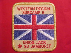 1993 NJ PATCH, SUBCAMP 5, WESTERN REGION, UNION  JACK