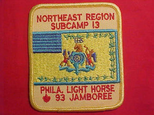 1993 NJ PATCH, SUBCAMP 13, NORTHEAST REGION, PHILA. LIGHT HORSE