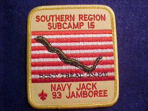 1993 NJ PATCH, SUBCAMP 15, SOUTHERN REGION, NAVY JACK