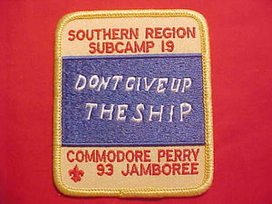 1993 NJ PATCH, SUBCAMP 19, SOUTHERN REGION, COMMODORE PERRY