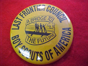 1993 NJ LAST FRONTIER COUNCIL PIN BACK BUTTON, 2.25" DIAMETER