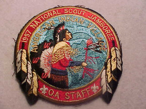 1997 NJ PATCH, OA STAFF, AMERICAN INDIAN VILLAGE, NO BUTTON LOOP