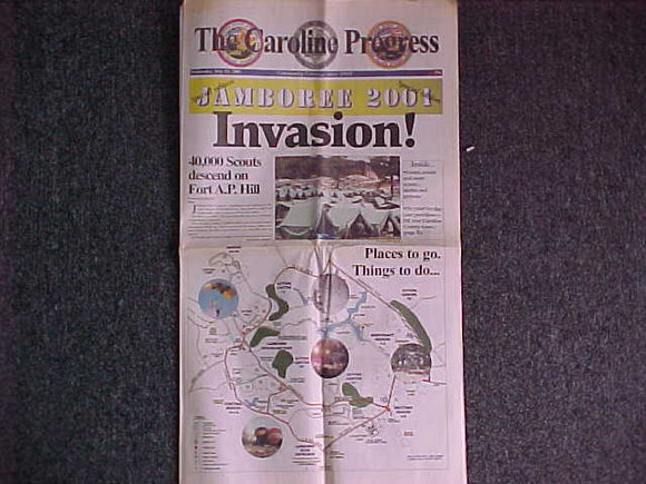 2001 NJ NEWSPAPER, CAROLINE PROGRESS, 7/25/01 JAMBOREE INVASION ISSUE
