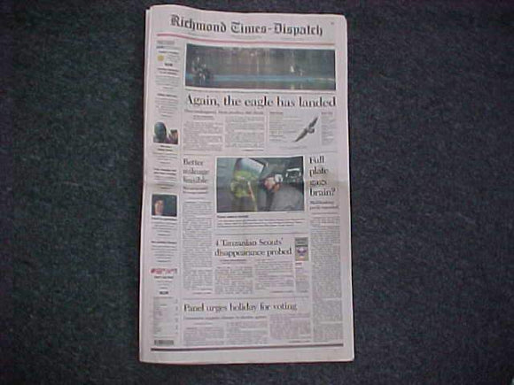 2001 NJ NEWSPAPER, THE RICHMOND TIMES-DISPATCH, JAMBO ARTICLES ON COVER AND INSIDE