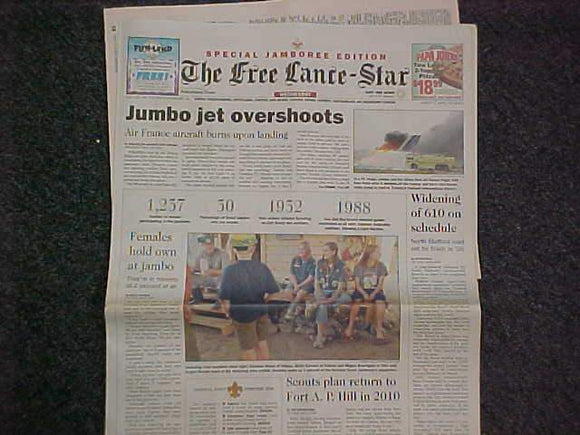 2005 NJ NEWSPAPER, THE FREE LANCE STAR, 8/3/05, JAMBO PIC & ARTICLE ON FRONT PAGE