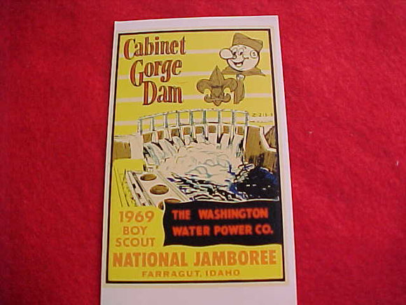 1969 NJ DECAL, CABINET GORGE DAM, THE WASHINGTON WATER POWER CO., MINT IN ORIG. PACKAGE