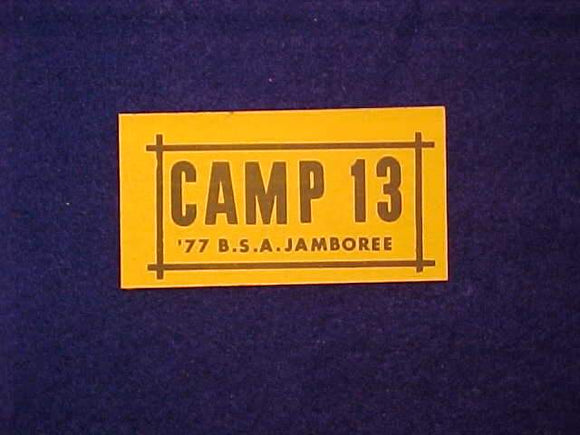 1977 NJ STICKER, CAMP 13