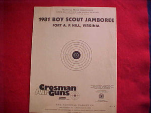 1981 NJ TARGET, NRA OFFICIAL 15 FT. AIR RIFLE, CROSSMAN AIR GUNS