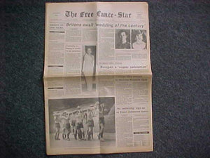 1981 NJ NEWSPAPER, "THE FREE LANCE-STAR", JULY 28, 1981, SCOUTS ON FRONT PAGE