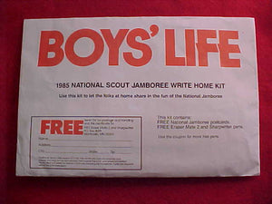 1985 NJ WRITE HOME KIT, BOYS' LIFE, CONTAINS 2 NJ POSTCARDS AND 2 PENS