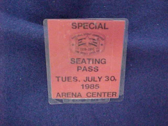 1985 NJ SPECIAL SEATING PASS, 7/30/85