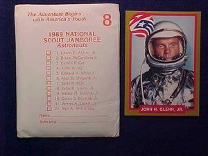 1989 NJ TRADING CARDS, ASTRONAUT JOHN H. GLENN, JR., 9 CARDS IN ENVELOPE
