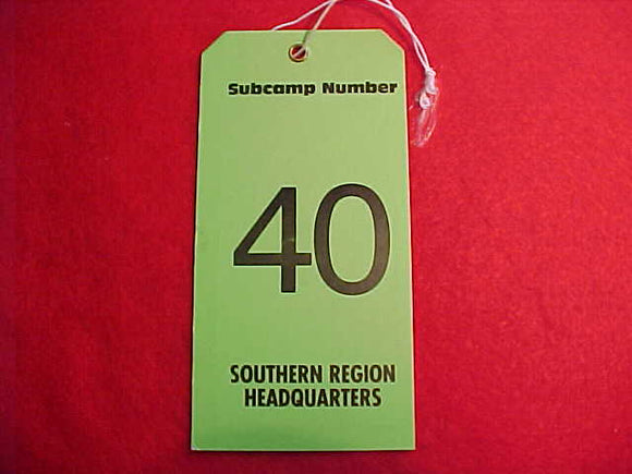 1997 NJ BAGGAGE TAG, SOUTHERN REGION HEADQUARTERS, SUBCAMP 40