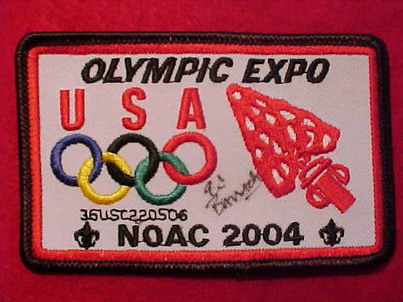 2004 NOAC PATCH, OLYMPIC EXPO, SIGNED BY ED BRANACH, 1984 LA GAMES GOLD MEDALIST, FREE STYLE WRESTLING, 198 LBS.