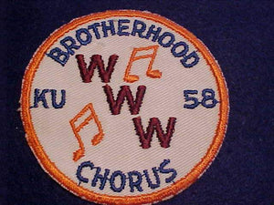 1958 NOAC PATCH, BROTHERHOOD CHORUS, VERY RARE, MINT
