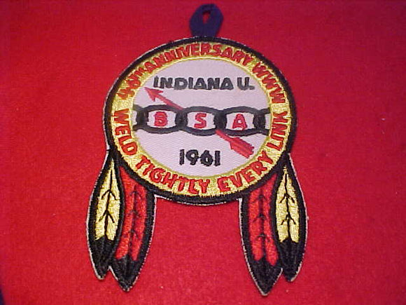 1961 NOAC PATCH, OFFICIAL W/ BUTTON LOOP, INDIANA U.