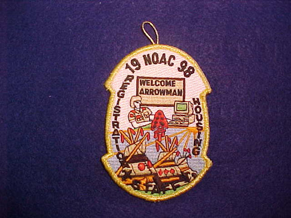 1998 NOAC PATCH, REGISTRATION STAFF, GOLD MYLAR BORDER